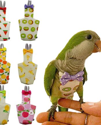 6 Pieces Bird Diapers, Washable Reusable Parrots Nappy with Waterproof Inner Layer Soft Small Pet Birds Flight Suit for Budgie Parakeet Cockatiel